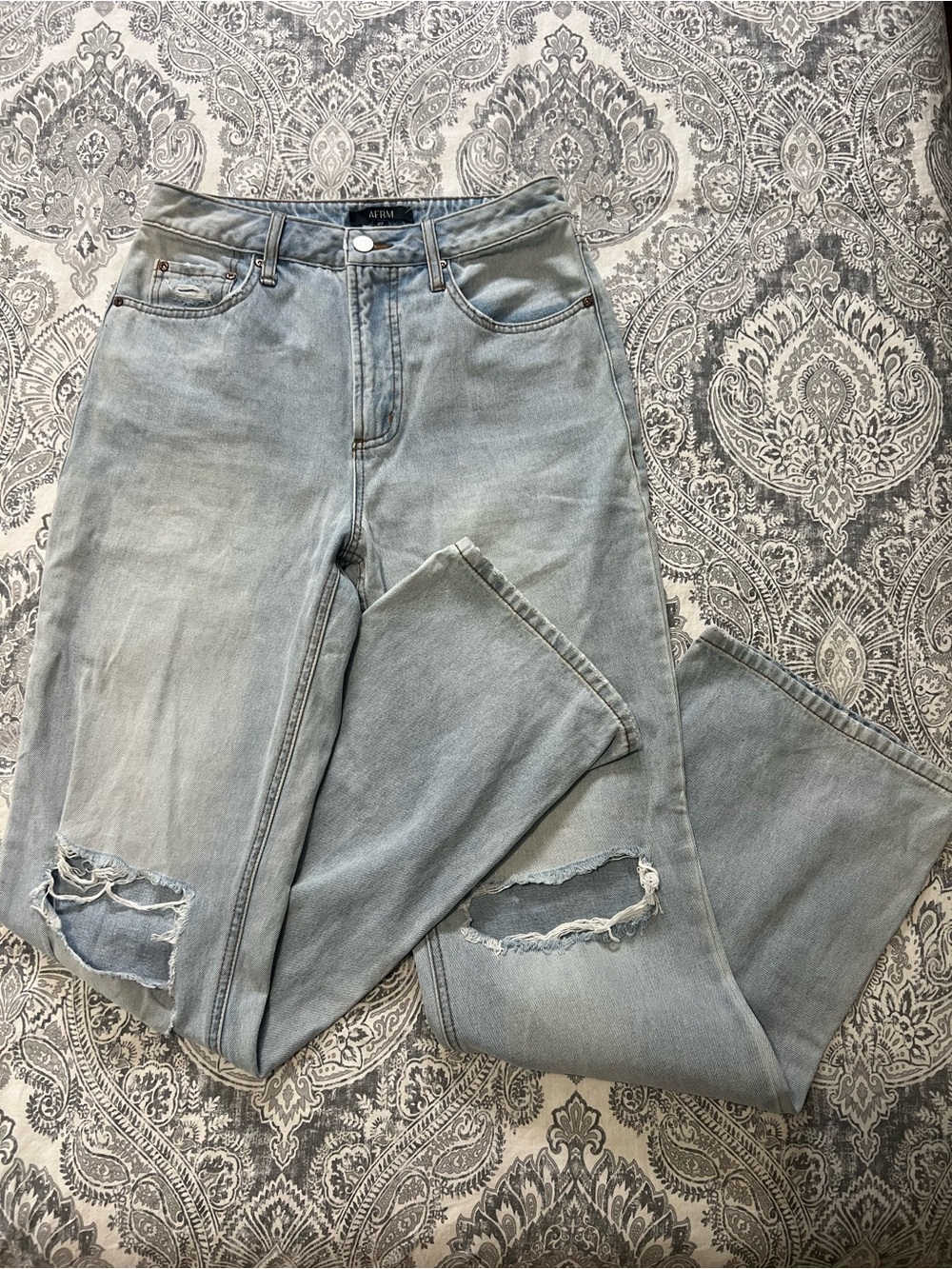 285 - AFRM Light Blue Distressed Straight Leg Jeans